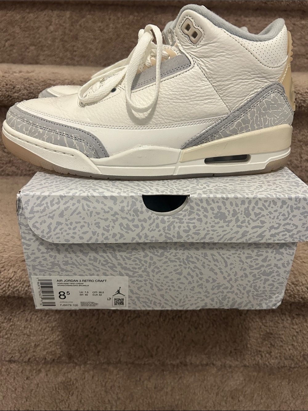 Nike White, Light Grey & Cream Retro Low-Top Sneakers
